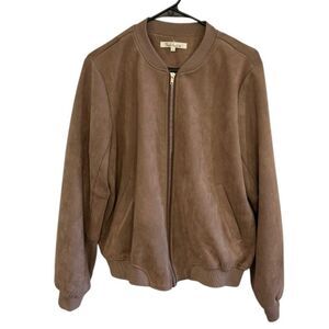 Solitaire by Ravi Khosla Tan Faux Suede Jacket Size Large